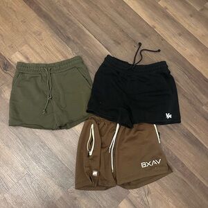 YoungLA Men's Athletic Shorts Trio - Olive, Black, Brown
